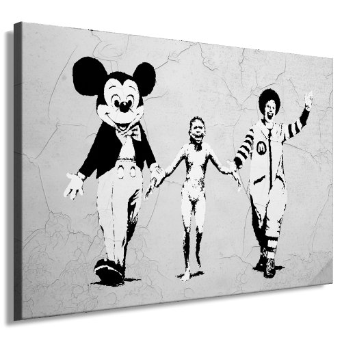 Fotoleinwand24 - Banksy Graffiti Art Silvertongues / AA0124 / Bild auf Keilrahmen/Schwarz-Weiß / 60x40 cm von Fotoleinwand24