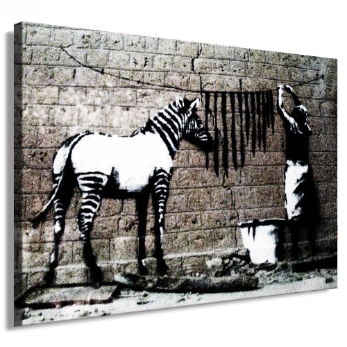 Fotoleinwand24 - Banksy Graffiti Art Washed Zebra / AA0138 / Bild auf Keilrahmen/Bunt / 40x30 cm von Fotoleinwand24