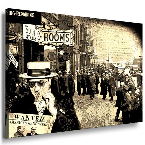 Fotoleinwand24 Bild auf Keilrahmen - Al Capone AA0142 / Sepia / 100x70 cm von Fotoleinwand24