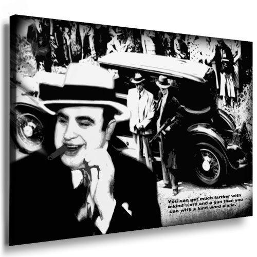 Fotoleinwand24 Bild auf Keilrahmen - Al Capone AA0144 / Schwarz-Weiß / 100x70 cm von Fotoleinwand24