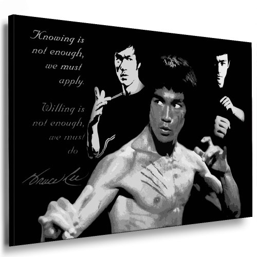 Fotoleinwand24 Bild auf Keilrahmen - Bruce Lee AA0158 / Schwarz-Weiß / 70x50 cm von Fotoleinwand24