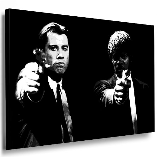 Fotoleinwand24 Bild auf Keilrahmen - Pulp Fiction AA0167 / Schwarz-Weiß / 100x70 cm von Fotoleinwand24