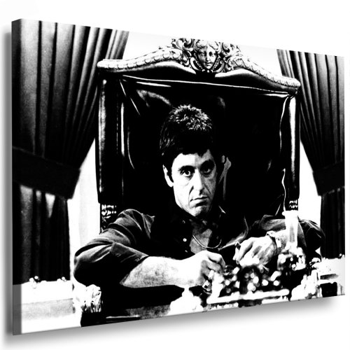 Fotoleinwand24 Bild auf Keilrahmen - Scarface AA0173 / Schwarz-Weiß / 70x50 cm von Fotoleinwand24