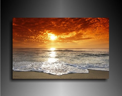 Fotoleinwand24 Bild auf Leinwand - Landschaft Sonnenuntergang Meer AA0572 / Bunt / 80x60 cm von Fotoleinwand24