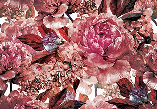 Forwall Fototapete Blumen Aquarell Pfingstrosen Rosen Romantik Moderne Wohnzimmer Schlafzimmer Vlies Tapete Wandtapete UV-Beständig Hohe Auflösung Montagefertig (13529, VEXXL (312x219 cm) 3 Bahnen) von Fototapete Consalnet