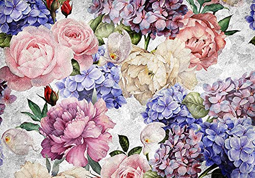 Forwall - Vlies Fototapete Blumen Rosen Pfingstrosen Blüten Romantik 368x254 cm - Fototapeten - Tapeten - für Wohnzimmer Schlafzimmer - Vliestapete Wandtapete Tapete 3D Effekt- inkl. Kleister von Fototapete Consalnet