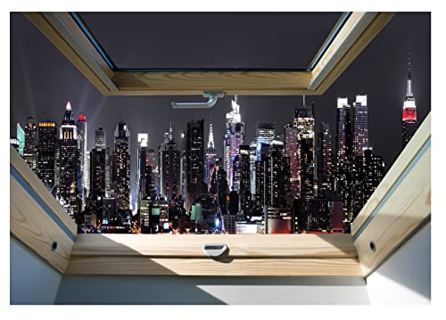 Forwall Fototapete Fenster 3D Effekt Aussicht Wandilussion Optik Wohnzimmer Schlafzimmer Vlies Tapete Wandtapete UV-Beständig Montagefertig (10417, VEXL (208x146 cm) 2 Bahnen) von Fototapete Consalnet