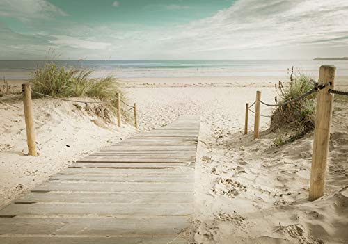 Forwall Fototapete Strand Meer 3D Nordsee Sand Natur Dünen Landschaft Wohnzimmer Schlafzimmer Vlies Tapete Wandtapete UV-Beständig Montagefertig (11597, VEM (104x70,5 cm) 1 Bahn) von WallArena