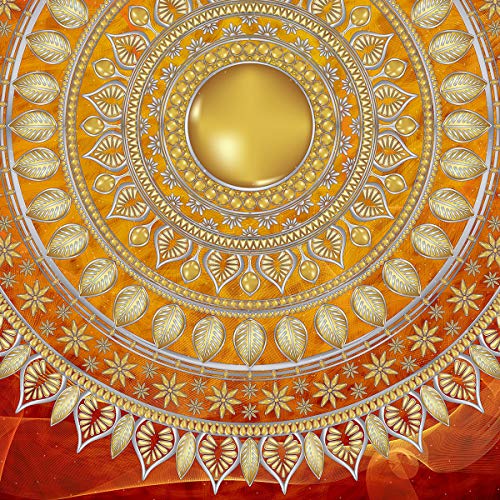 Forwall Fototapete Vlies Tapete Wanddeko Mandala Orient - Gold Gelb Rot Moderne Wanddekoration Wandtapete Vliestapete 10120VEXXL 312cm x 219cm Schlafzimmer Wohnzimmer von Fototapete Consalnet