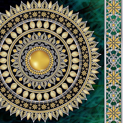 Forwall Fototapete Vlies Tapete Wanddeko Mandala Orient - Grün Gold Schwarz Moderne Wanddekoration Wandtapete Vliestapete 10121VEXL 208cm x 146cm Schlafzimmer Wohnzimmer von Fototapete Consalnet