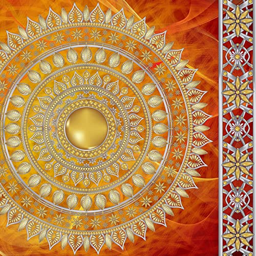 Forwall Fototapete Vlies Tapete Wanddeko Mandala Orient - Ornament Gold Rot Moderne Wanddekoration Wandtapete Vliestapete 10119VEXXXXL 416cm x 290cm Schlafzimmer Wohnzimmer von Fototapete Consalnet