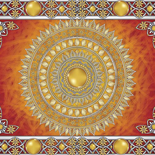 Forwall Fototapete Vlies Tapete Wanddeko Mandala Orient - Rot Gold Moderne Wanddekoration Wandtapete Vliestapete 10372VEXXL 312cm x 219cm Schlafzimmer Wohnzimmer von Fototapete Consalnet