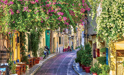 Forwall Fototapete Vlies Tapete Wanddeko Stadt Blumen - Ausblick Stadtpanorama Gasse Italien Moderne Wandtapete Wanddekoration 1996V8 368cm x 254cm Schlafzimmer Wohnzimmer von Fototapete Consalnet