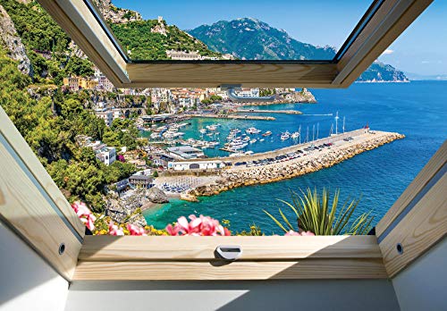 Forwall Fototapete Fenster zum Meer 3D Effekt Aussicht Insel Natur Wohnzimmer Schlafzimmer Vlies Tapete Wandtapete UV-Beständig Montagefertig (10389, VEL (152x104 cm) 1 Bahn) von Fototapete Consalnet