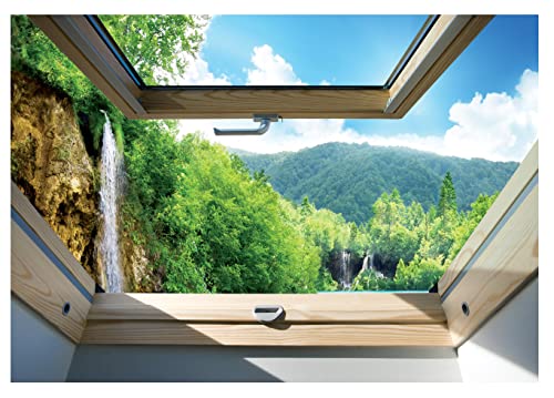 Forwall Fototapete Fenster 3D Effekt Aussicht Wandilussion Optik Wohnzimmer Schlafzimmer Vlies Tapete Wandtapete UV-Beständig Montagefertig (10391, VEXL (208x146 cm) 2 Bahnen) von Fototapete Consalnet