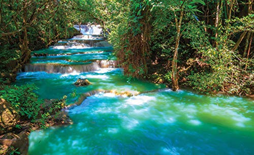 Forwall Fototapete Wald Wasserfall Natur Thailand Landschaft Fluss Wohnzimmer Schlafzimmer Vlies Tapete Wandtapete UV-Beständig Montagefertig (1968, VEXXXL (416x254 cm) 4 Bahnen) von Fototapete Consalnet