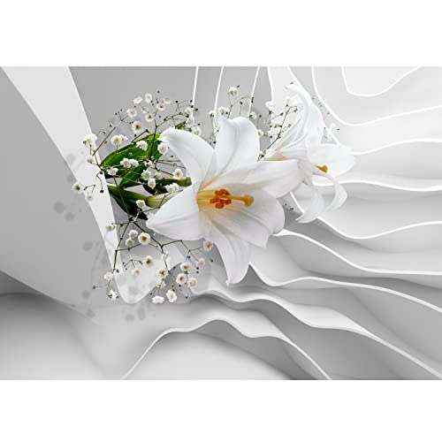 Runa Art Fototapeten 396 x 280 cm Blumen 3D Lilien - Vlies Wanddekoration Wohnzimmer Schlafzimmer - Deutsche Manufaktur - Weiss 9179012a von Runa Art