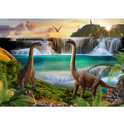 Runa Art Fototapete Dinosaurier 352 x 250 cm Vlies Tapeten XXL Moderne Wandtapete Wohnzimmer Schlafzimmer Grün Blau 9191011a von Runa Art