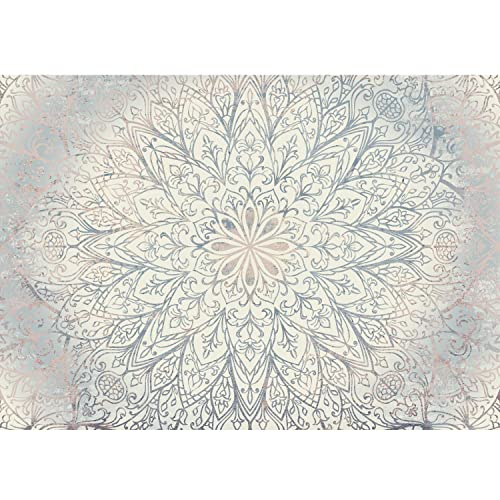 Runa Art Fototapete Mandala Orientalisch 352 x 250 cm Vlies Tapeten XXL Moderne Wandtapete Wohnzimmer Schlafzimmer Blau Beige Weiss 9286011a von Runa Art