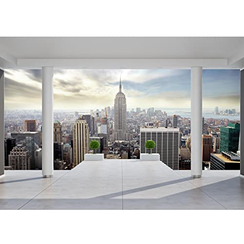 Runa Art Fototapete Balkon New York 352 x 250 cm Vlies Tapeten XXL Moderne Wandtapete Wohnzimmer Schlafzimmer Blau 9204011a von Runa Art