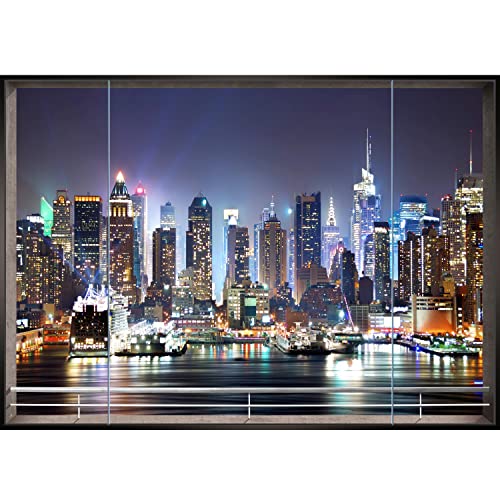 Runa Art Fototapeten 396 x 280 cm Fenster New York - Vlies Wanddekoration Wohnzimmer Schlafzimmer - Deutsche Manufaktur - Bunt 9026012b von Runa Art