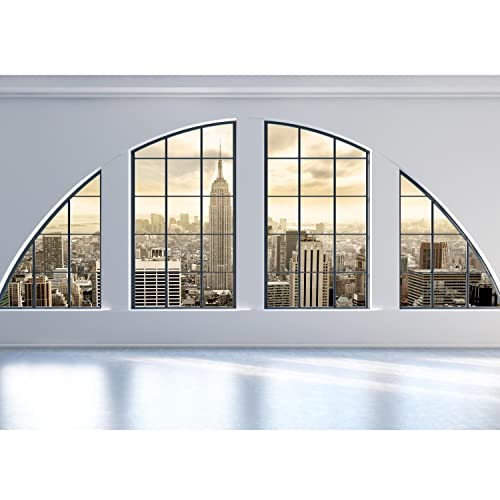 Runa Art Fototapeten 396 x 280 cm Fenster New York - Vlies Wanddekoration Wohnzimmer Schlafzimmer - Deutsche Manufaktur - Weiss Beige 9171012a von Runa Art