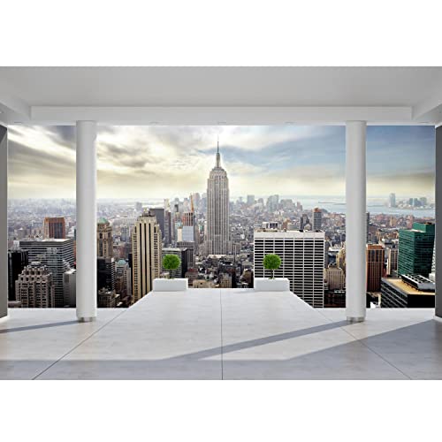 Runa Art Fototapete Balkon New York Modern Vlies Wohnzimmer Schlafzimmer - Made in Germany - Blau 9204010a von Runa Art