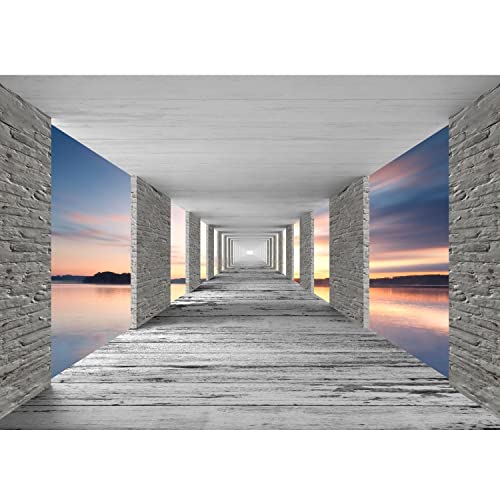 Runa Art Fototapete 3D Meer Sonnenuntergang Modern Vlies Wohnzimmer Schlafzimmer - Made in Germany - Grau Blau Orange 9157010b von Runa Art