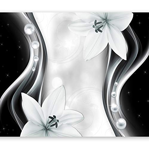 Fototapete murando Blumen Lilien 350x256 cm Vlies Tapeten Wandtapete XXL Moderne Wanddeko Design Wand Dekoration Wohnzimmer Schlafzimmer Büro Flur schwarz weiß grau Ornament Abstrakt b-A-0246-a-c von Fototapete