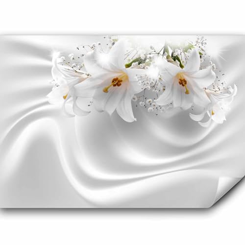 Fototapete murando Blumen Lilien 350x256 cm Vlies Tapeten Wandtapete XXL Moderne Wanddeko Design Wand Dekoration Wohnzimmer Schlafzimmer Büro Flur Blume Abstrakt weiß 3D Optisch Illusion b-C-0158-a-a von Fototapete