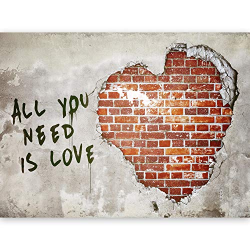 Fototapete murando All you need is love 450x280 cm Vlies Tapeten Wandtapete XXL Moderne Wanddeko Design Wand Dekoration Wohnzimmer Schlafzimmer Büro Flur Spruch Liebe Herz Mural von Fototapete