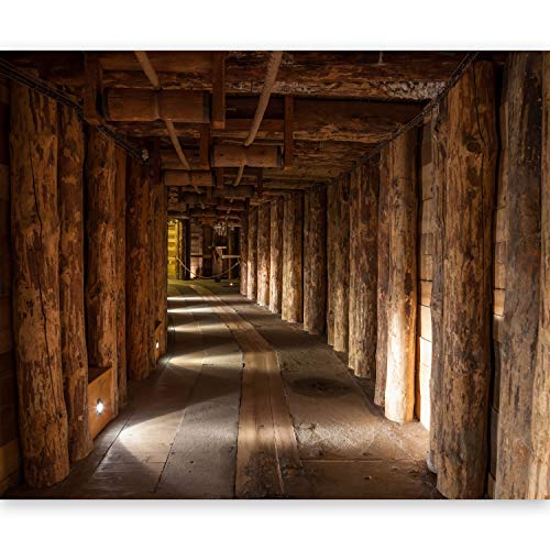 Fototapete murando Tunnel 400x309 cm Vlies Tapeten Wandtapete XXL Moderne Wanddeko Design Wand Dekoration Wohnzimmer Schlafzimmer Büro Flur Salzbergwerk Holz Bergwerk Stollen Polen Berbau von Fototapete