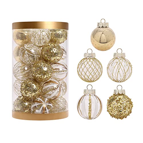 Fotrsta Goldfarbene Weihnachtskugel-Ornamente, Set mit 25, bruchsichere Ornamente, Kugeln, Baumdekorationen, Weihnachtskugeln, Set für Hochzeit, Urlaub, Party, Heimdekoration Fotrsta Goldfarbene Weihnachtskugel-Ornamente, Set mit 25, bruchsichere Ornamente, Kugeln, Baumdekorationen, Weihnachtskugeln, Set für Hochzeit, Urlaub, Party, Heimdekoration von Fotrsta