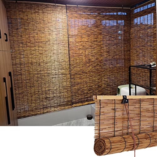 Bambusrollo 50-166 cm breit 90-300cm Länge Sonnenschutz Bambus Rollo Jalousine Schilf Vorhang für aussen Garten Fenster von FOUNCY