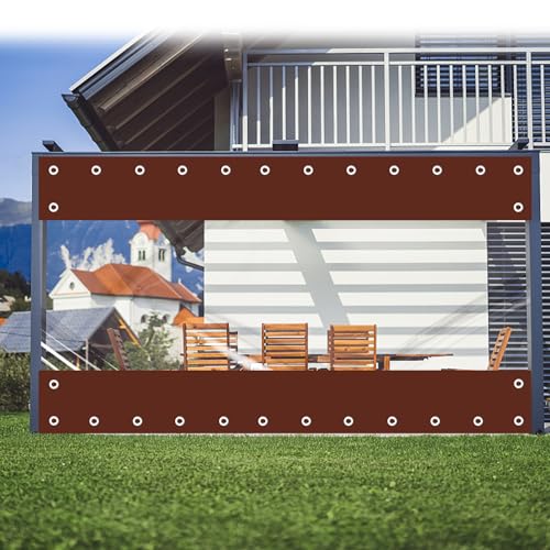 FoundGo 200x250cm Transparente Outdoor PVC Vorhänge mit Ösen [0.45mm 450g/㎡] Wasserdicht Winddicht Pavillonplane für Draussen Garage Terrasse Garten (Höhe x Breite) von FoundGo