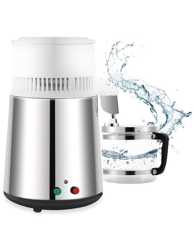 FoundGo Edelstahl Wasserdestilliergerät [750W 1L/H] Automatischer Wasserdestillierer mit Glaskanne für Reines Trinkwasser von FoundGo