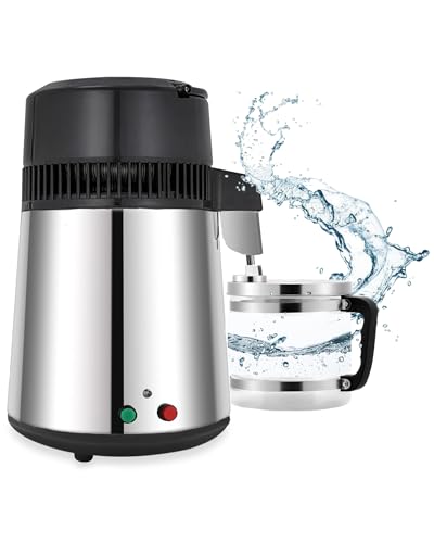 FoundGo Edelstahl Wasserdestilliergerät [750W 1L/H] Automatischer Wasserdestillierer mit Glaskanne für Reines Trinkwasser von FoundGo