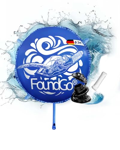 FoundGo Poolkissen Winter [XXL Ø3m 0.4mm] Ultradickes Luftkissen blau Luftkissen Pool Winter Aufblasbare Winterkissen Überwinterung mit Nachpump für Pool inkl. 2X Rollen Seil & 6X Reparaturset von FoundGo