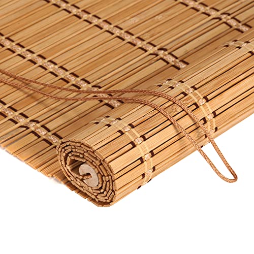 FoundGo Retro Bambus Rollo ohne Bohren [45-170cm Breit 100-280cm Hoch Anpassbar] 60% Blickdicht Raffrollo aus Bambus Sichtschutz Sonnenschutz Bambusrollo Jalousie für Türen & Fenster (Breite x Höhe) von FoundGo