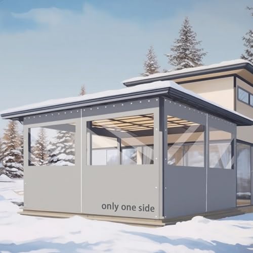 FoundGo Robuster Vinyl-Pavillon-Vorhang, Ersatz mit Fenster, Sichtschutz-Pavillon-Vorhang, Outdoor, wasserdicht, winddicht und schneefest im Winter, für Garage, Pavillon, Balkon, Grau, 2,5 x 3,6 m (H FoundGo Robuster Vinyl-Pavillon-Vorhang, Ersatz mit Fenster, Sichtschutz-Pavillon-Vorhang, Outdoor, wasserdicht, winddicht und schneefest im Winter, für Garage, Pavillon, Balkon, Grau, 2,5 x 3,6 m (H von FoundGo