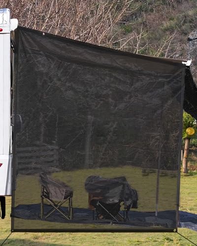 FoundGo Sonnenschutz Markise Wohnmobil [250x215cm 220g/㎡ HDPE] 75% View Blocker Sonnenschutz Vorderwand Markise für Wohnmobil inkl. 2 Bodennägel + 4 Gummiseil + Tragetasche (Höhe x Breite) von FoundGo