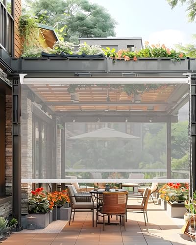 FoundGo Transparentes Rollo [80-120cm Breit 0.5mm] Wasserdichtes Seitenzug-Rollo Outdoor Rollläden Winddichte Plane Wetterfest für Balkon Terrassen Pergola Tür (Breite x Höhe von FoundGo