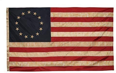 Betsy Ross Vintage-Flagge, bestickt, hochwertiges Polyester, 90 x 150 cm von Founding Fathers Flags
