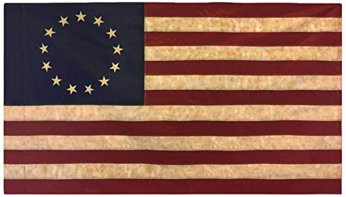 Betsy Ross Vintage besticktes Heimbanner – 90 x 152 cm Oxford-Polyester-Banner mit Ärmel von Founding Fathers Flags