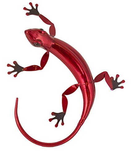 Fountasia Metall-Wanddekoration Gecko, klein, Rot von Fountasia