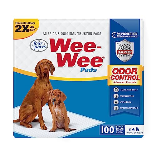 Four Paws Wee-Wee Geruchskontrolle, fortschrittliche Formel, Urinierunterlagen für Hunde Aller Größen, auslaufsicherer Bodenschutz, gesteppt, Töpfchentrainingspads, geruchlos, 55,9 x 58,4 cm (100 Four Paws Wee-Wee Geruchskontrolle, fortschrittliche Formel, Urinierunterlagen für Hunde Aller Größen, auslaufsicherer Bodenschutz, gesteppt, Töpfchentrainingspads, geruchlos, 55,9 x 58,4 cm (100 von Four Paws