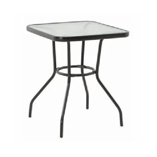 Four Seasons Courtyard Sunny Isles 24 Inch Outdoor Patio Bistro Dining Table Backyard Squared Furniture with Tempered Glass Tabletop, Black von Four Seasons Courtyard