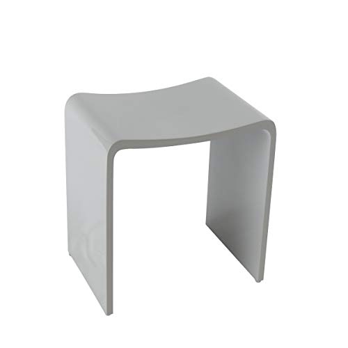 Badhocker Duschhocker Sitzhocker Duschstuhl Duschsitz Luxusbadhocker Design Kunststein Spa aus hochwertigem Solid Stone/Mineralguss/Kunststein Modell 'Rom', Oberfläche:Grau Glänzend von Four & More