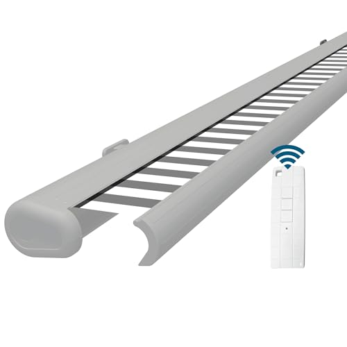 Eclipse Vollkassettenmarkise Premium elektrisch 2x1,5m Markise Balkon Terrassenüberdachung Kassettenmarkise Gelenkarm Polyacryltuch UV-Schutz 50+ Smarthome-fähiger Dooya Motor, Markisentuch: Grau-Weiß von Four & More