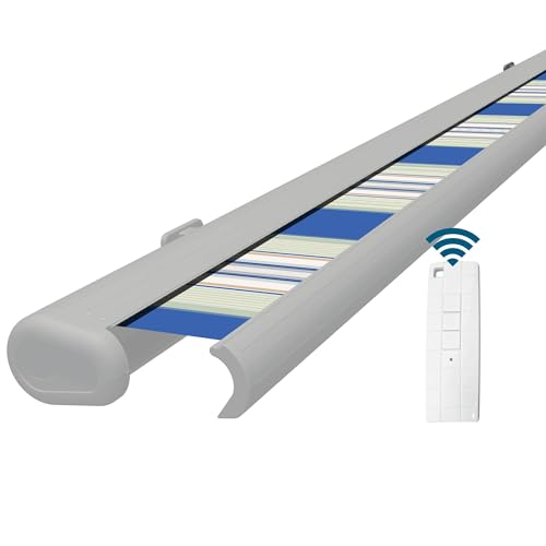Eclipse Vollkassettenmarkise Premium elektrisch 3x2,5m Markise Balkon Terrassenüberdachung Kassettenmarkise Gelenkarm Polyacryltuch UV-Schutz 50+ Smarthome-fähiger Dooya Motor, Markisentuch: Meer von Four & More